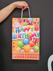 Пакет подарочный 25х38х8 (M) Happy Birthday с шариками в ассортименте